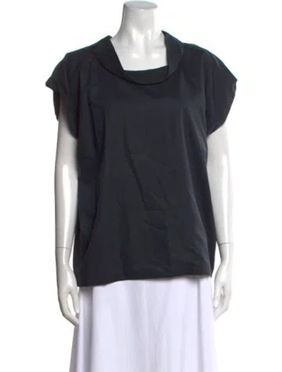 Pre-owned Lemaire Cowl Neck Short Sleeve Top In Blue