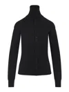 Lemaire High Neck Long Sleeve Button Cardigan In Black