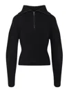 Lemaire High Collar Wool Sweater With Half-zip Closure In Black