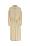 Lemaire Cotton Shirt Dress Featuring Belted Waist In Neutral