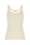 Lemaire Ribbed-knit Cotton Tank Top In Lightcream
