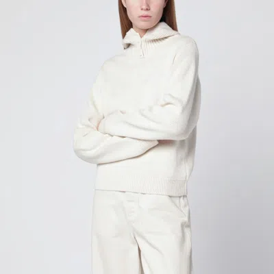 Lemaire Cream Hooded Sweater In White