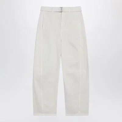 Lemaire Cream Trousers With Belt In Blue