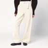 Lemaire Cream Trousers With Belt In Blue