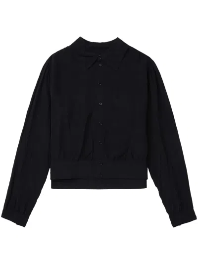 Lemaire Crease-effect Button-up Blouse In Blue
