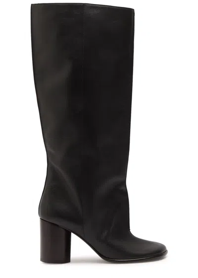Lemaire Crease Sleeve 80 Leather Knee-high Boots In Black