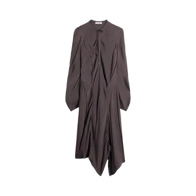 Pre-owned Lemaire Creased Bias Dress 'glossy Brown' | Women's Size 38