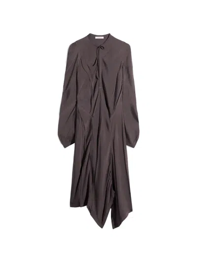 Lemaire Creased Bias Dress In Purple