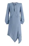 Lemaire Creased Bias Dress In Poly Viscose Twill In Blue