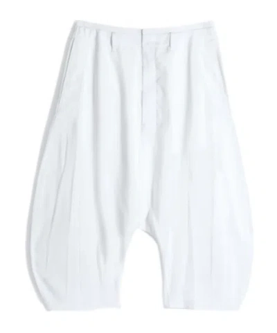 Lemaire Creased Dropped Crotch Bermudas In Poly Viscose Twill In Gray