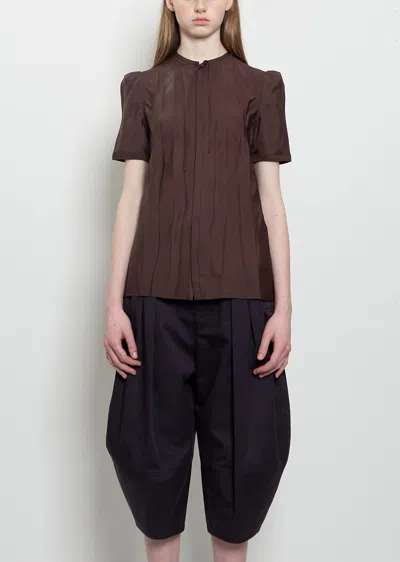 Lemaire Creased Fitted Shirt In Brown