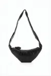 Lemaire Crescent-shaped Black Lambskin Leather Shoulder Bag In Brown
