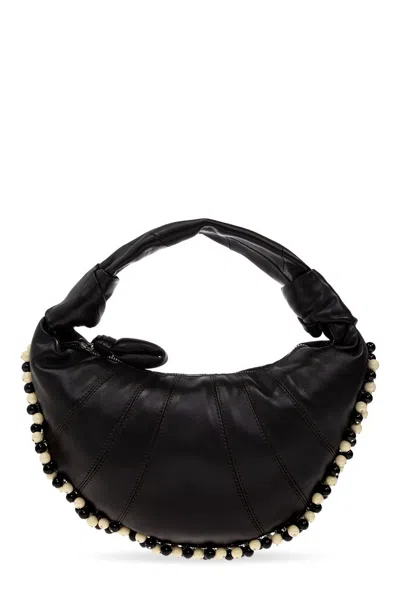 Lemaire Crescent-shaped Lambskin Tote Bag In Black
