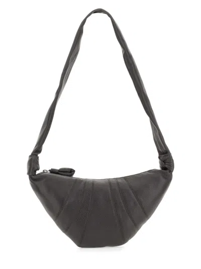 Lemaire Crescent-shaped Shoulder Bag With Textured Cowhide Design In Gray