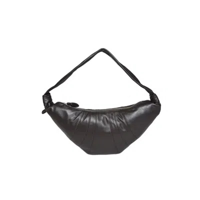Lemaire Crescent-shaped Smooth Leather Bag With Pleated Detailing In Black
