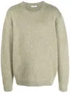 Lemaire Crew-neck Brushed-effect Jumper In Neutrals