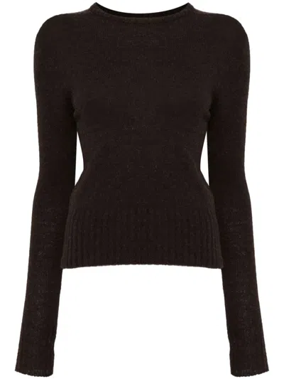 Lemaire Crew-neck Jumper In Dark Acajou Melange