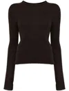 Lemaire Ribbed Crew-neck Knit Jumper In Dark Acajou Melange