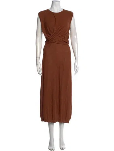 Pre-owned Lemaire Crew Neck Long Dress In Brown