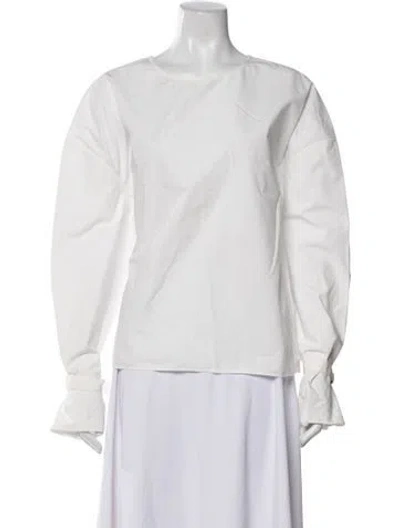 Pre-owned Lemaire Crew Neck Long Sleeve Top In White