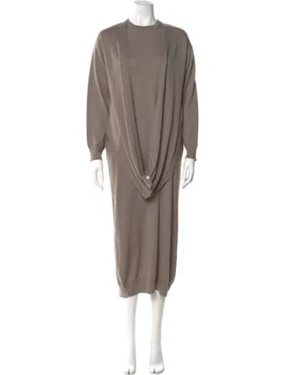 Pre-owned Lemaire Crew Neck Midi Length Dress W/ Tags In Brown