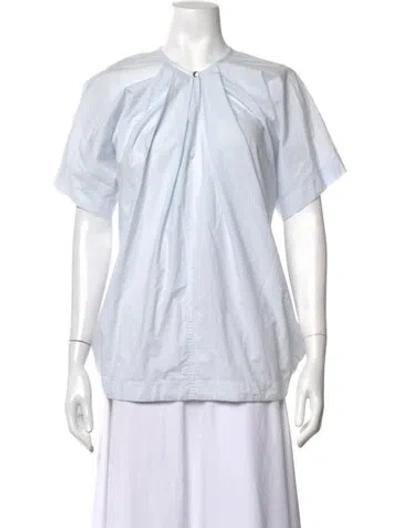 Pre-owned Lemaire Crew Neck Short Sleeve Top In Blue/white