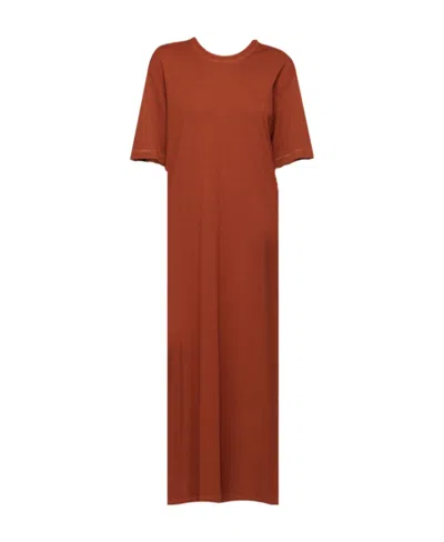 Lemaire Crew Neck Short-sleeved T-shirt Dress In Brown