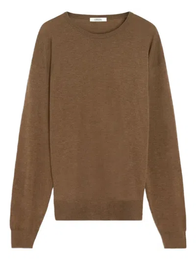 Lemaire Crew-neck Wool Sweater In Brown