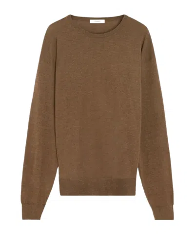 Lemaire Crew-neck Wool Sweater In Brown