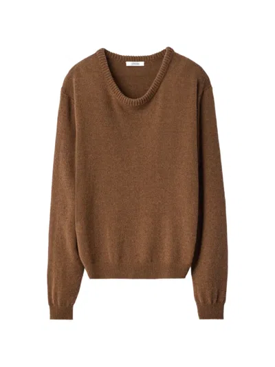 Lemaire Crew-neck Sweater In Alpaca Wool Blend In Yellow