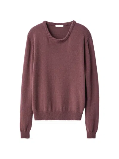 Lemaire Crew-neck Sweater In Alpaca Wool Blend In Burgundy