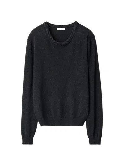 Lemaire Crew-neck Sweater In Alpaca Wool Blend In Black