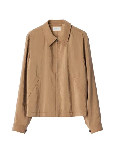 Lemaire Crinkled-texture Zipped Jacket In Brown