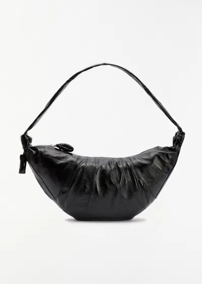 Lemaire Croissant Coated Cotton Bag, Large In Black
