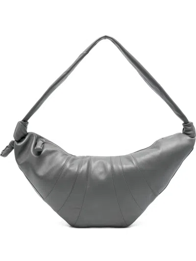 Lemaire Croissant Knot Lambskin Shoulder Bag In Gray