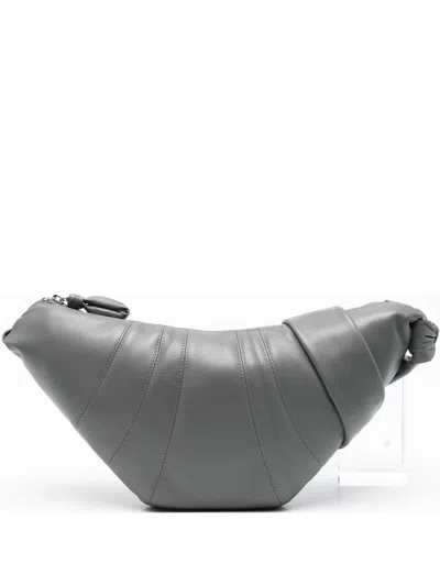 Lemaire Croissant Knot Leather Shoulder Bag In Gray