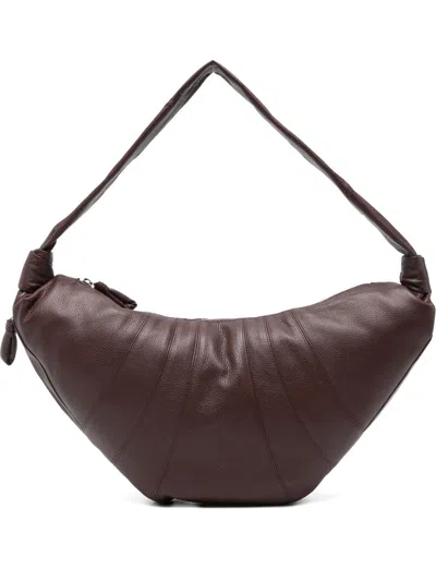 Lemaire Croissant Large Leather Shoulder Bag In Brown