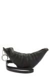 Lemaire Croissant Leather Crossbody Coin Purse In Black