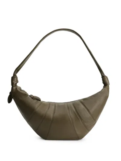 Lemaire Croissant Leather Shoulder Bag In Green