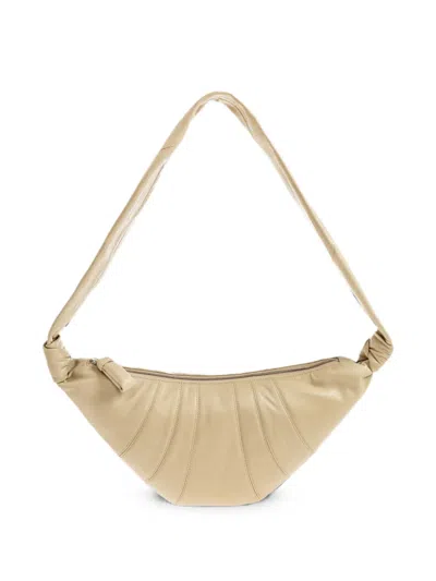 Lemaire Croissant Leather Shoulder Bag In Nude