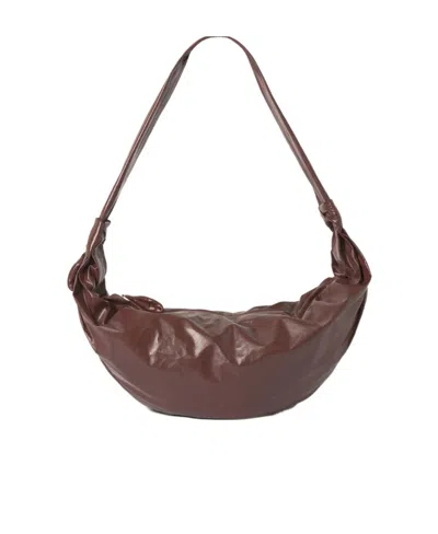 Lemaire Croissant Leather Shoulder Bag In Red