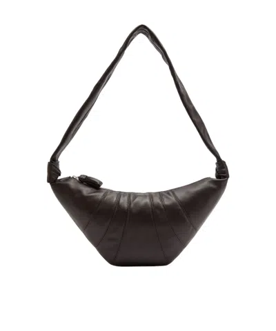 Lemaire Croissant Medium Grained Leather Shoulder Bag In Purple