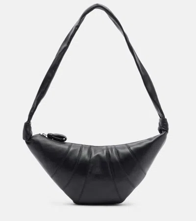 Lemaire Medium Croissant Leather Bag In Black