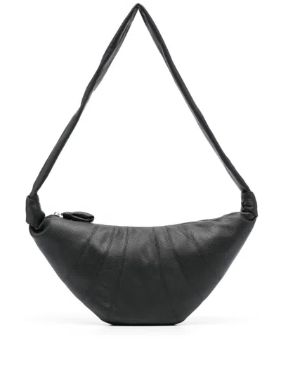 Lemaire Croissant Medium Leather Shoulder Bag In Black