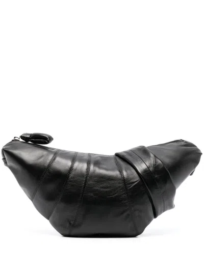 Lemaire Croissant Medium Leather Shoulder Bag In Black