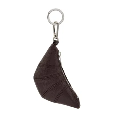 Lemaire Croissant Mini Grained Leather Bag Charm In Brown