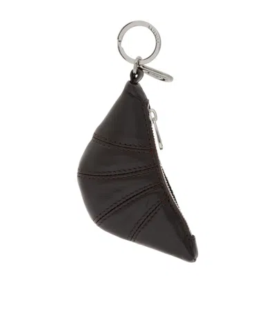 Lemaire Croissant Mini Leather Bag Charm In Black
