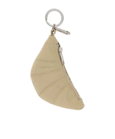 Lemaire Croissant Mini Leather Bag Charm In Nude