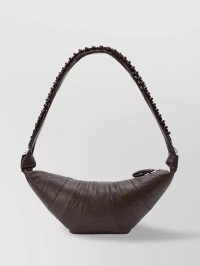 Lemaire "croissant Pearls" Shoulder Bag In Brown