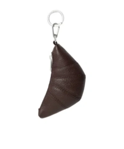 Lemaire Croissant Pebbled Leather Key Holder In Brown
